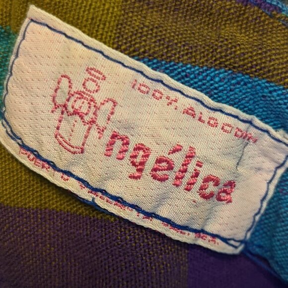 Vintage Fish Embroidered Gingham Checkered Plaid Top Boho Scandi Girl Angelica - Picture 3 of 6